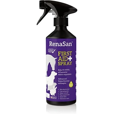 Image of RenaSan Animal First Aid Spray (500ml) Fights infection, kills bacteria &amp; stops itching, Veterinary grade skin protection, Alcohol Free, Non irritating, for Dogs, Cats all other animals.