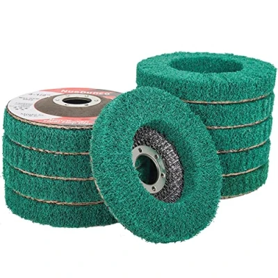 Image of NuoDunco 10Pcs 4 1/2&quot; Nylon Fiber Flap Disc Polishing Grinding Wheel, 4.5&quot; x 7/8&quot; Abrasive Discs, 180 Grit Buffing Wheel Scouring Pad, for Rust Removal and Cleaning