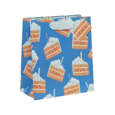 Image of Glick Medium Gift Bag, Cakey Blue, 225 x 200 100 mm, Luxury Recyclable Bag for Birthdays &amp; Celebrations