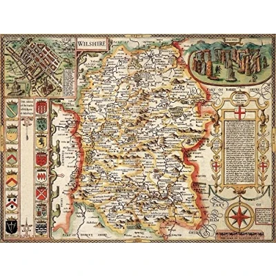 Image of Wiltshire Historical Map 1000 Piece Jigsaw Puzzle (1610). Free print!