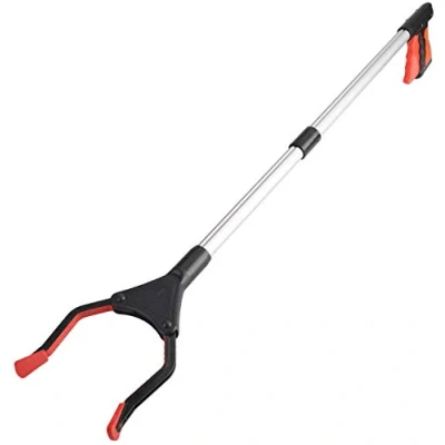 Image of Litter Picker, 32&quot; Foldable Long Arm Mechanical Grabber Reacher Grab &amp; Grip Rubbish Pick Up Hand Up, Lightweight Extender Gripper Tool Handy Assist Reaching Aid (Red)