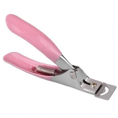 Image of Pink Nail Clipper Manicure Tool Acrylic Gel False Clipper/Edge Cutter Tips Professional + 50pcs White French
