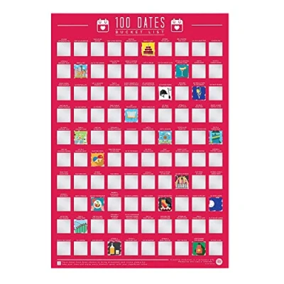 Image of Gift Republic 100 Dates Bucket List Scratch Poster, Pink, A2