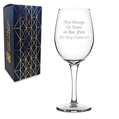 Image of Personalised Engraved Tendance Wine Glass, Gift Boxed, Personalise with Any Message