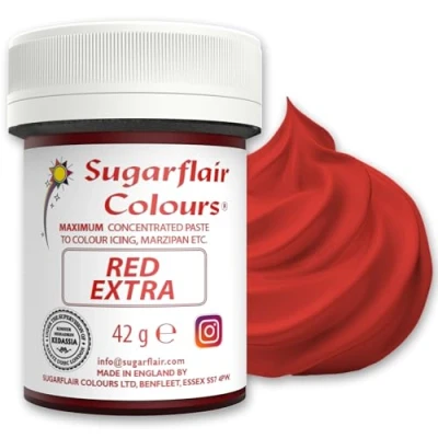 Image of Sugarflair Red Extra Food Colouring Paste, Maximum Concentrated for Buttercream, Sugar Royal Icing, Cake Mixes and More! Vibrant Colour Dye 42g