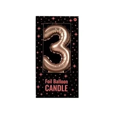 Image of PD Party 7060003 Foil Balloon Candles Birthday Cake Decorations 3, Rose, 10cm Length x 5.5cm Width 1.5cm Height