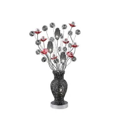 Image of Inspired Clearance (DH) Nevada Table Lamp 4 Light G4 Black/Red/Crystal, NOT LED/CFL Compatible