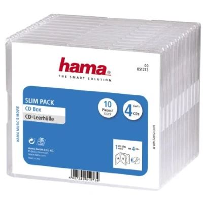 Image of Hama 00051273 Slim 4 CD Jewel Case, pack of 10 Transparent, 40.55 in*59.06 in*49.61 in