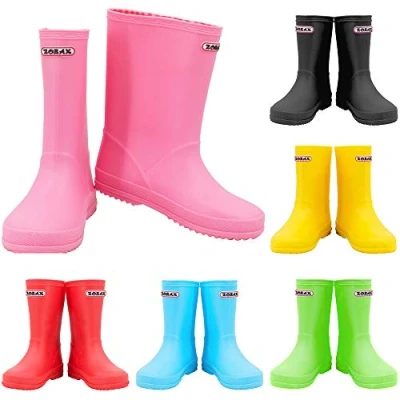 Image of Zorax UK12 Kids EU30 Pink Girls Boys Waterproof Non Slip Motorbike Rain Boots Shoes Wellies Unisex Children Wellington