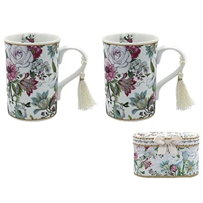 Image of Floral Bouquet Fine China 2 x Royal Mug Set in Presentation Box