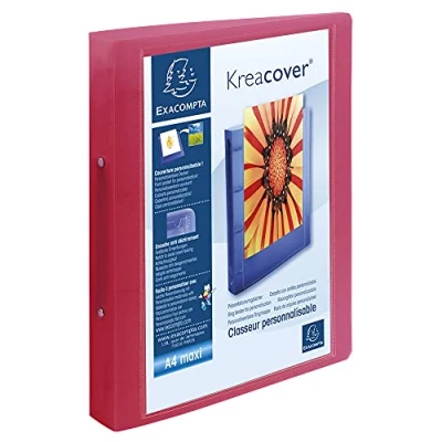 Image of Exacompta Kreacover Chromaline PP Rigid Cover Ring Binder, A4+, 40mm Spine, 2 Rings Assorted Colours, Pack of 1