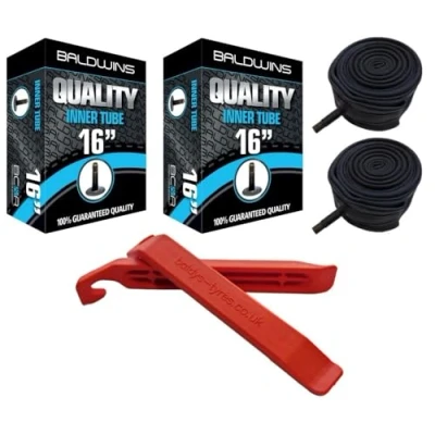 Image of PAIR 16&quot; Baldwins Cycle/Bike Inner Tubes x 1 3/8&quot;, 1.35, 1/4&quot; Schrader/Car Type Valve (Pack of 2)