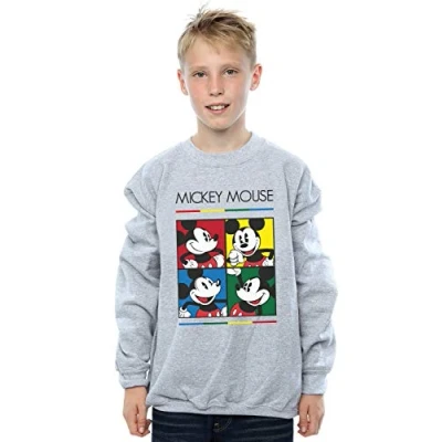 Image of Disney Boys Mickey Mouse Square Colour Sweatshirt Sport Grey 5 6 Years