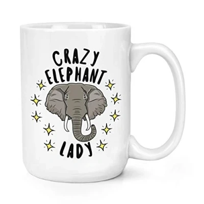 Image of Crazy Elephant Lady Stars 15oz Large Mug Cup
