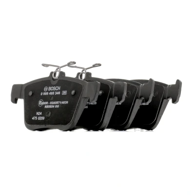 Image of 3QF698451 Brake pad set BOSCH 0 986 495 346 Low Metallic with anti squeak plate VOLKSWAGEN: Passat B8 Saloon, Variant, Tiguan II
