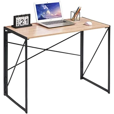 Image of mcc direct Folding Desk Workstation Foldable Computer for Office Home Study Writing Table No Assembly Miami (Natural, 100cm)