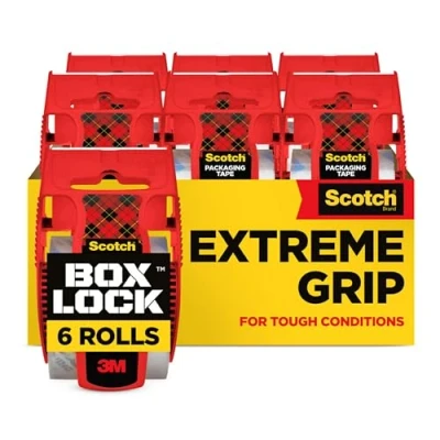 Image of Scotch Box Lock Packaging Tape, 6 Rolls with Dispensers , 48 mm x 20.3 m Strong Clear Packing Ideal for Boxes and Parcels