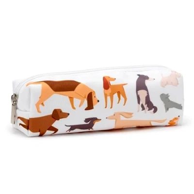 Image of Puckator Barks Dog Canvas Pencil Case School Equipment Stuff Cases Large Capacity Preppy Zipper Pouch Office Essentials Pencils Cute Pencilcase Pen