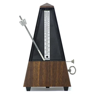 Image of FLEOR Pyramid Teak Wood Mechanical Metronome for Piano Guitar Bass Drum Violin and Other Musical Instruments Ideal Music Lovers