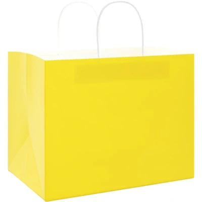Image of vidaXL Paper Bags 250 pcs with Handles Yellow 32x22x24 cm