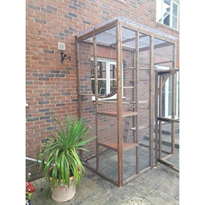 Image of 4Wire Catio 3 sided Lean to Enclosure Cat Run 6ft x 4ft 9ft WP Roof 1&quot;