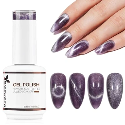 Image of Nicedeco Cat Eye Gel Nail Polish, 15ML UV/LED Soak Off Hema free, Cruelty Vegan, Art Manicure Pedicure, Salon &amp; Home Use Long Lasting Easy to Apply 303