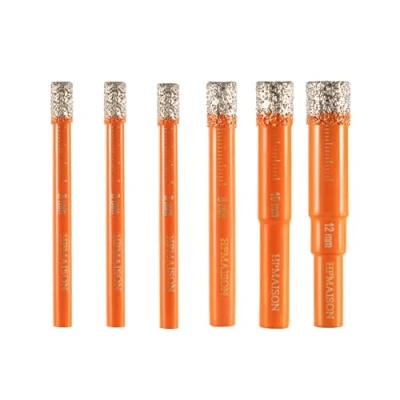 Image of HPMAISON 6Pcs Diamond Drill Bits, Porcelain Tile Bit, Round Shank Dry Bits Set for Drilling Granite, Ceramic, Porcelain, Marble, Hard Tile, Stone, Glass &amp; More (6 6 8 10 12mm)
