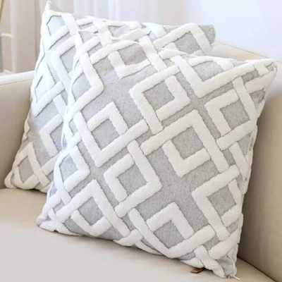 Image of HAMUR HOME Set Of 2 Cushion Covers 45 X Cm Boho Decorative Cover Sofa Pillow Cushions For Living Room Bedroom (Mila, Grey)