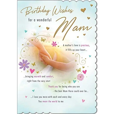 Image of Piccadilly Greetings Traditional Birthday Card Mam 9 x 6 inches, white