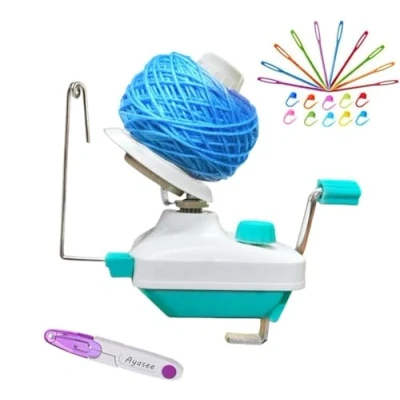Image of Ayasee Yarn Ball Winder for Crocheting &amp; Knitting, Baller Hands Operated Swift Tabletop Clamp, Crochet Tools, Knitting Supplies