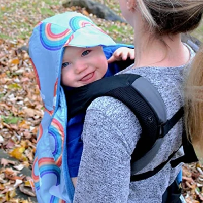 Image of BundleBean Babywearing All Weather Waterproof Sling and Baby Carrier Cover (Rainbow) Rain with Fleece Lining, Universal Fit, Fits Front &amp; Back Carriers, Protection from Wind