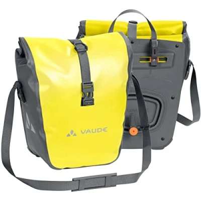 Image of VAUDE Aqua Front Rear Pannier Bike Bag Set of 2 PVC Free Tarpaulin Panniers Waterproof Bags with a 28 Litre Total Storage Volume