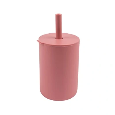 Image of Tiny Dining Baby Training Cup with Straw Dusty Rose BPA Free Silicone Water Tumbler Drinking Bottle for Babies, Toddlers &amp; Kids