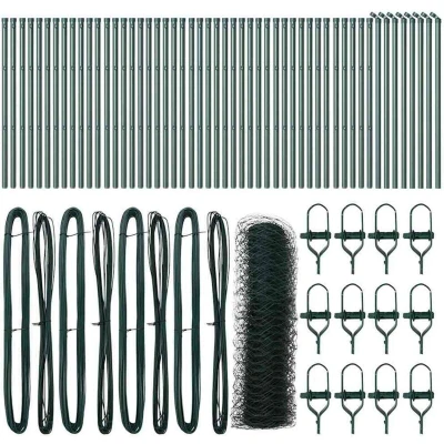 Image of vidaXL Hexagon Fence Green 0.5x100 m Steel