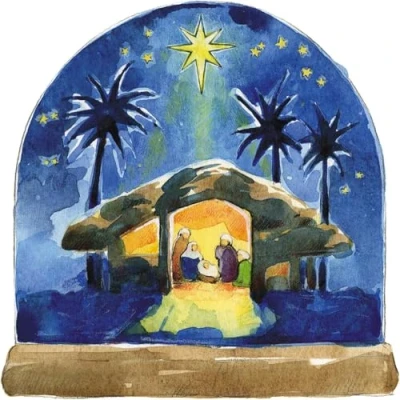 Image of GBCC Charity Christmas Cards Pack of 6 with an Religious Nativity Scene Eco Friendly Xmas Multipack Envelopes