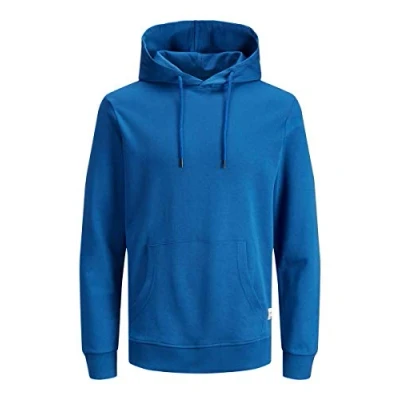 Image of JACK &amp; JONES Male Plain Hoodie, Classic blue, XS
