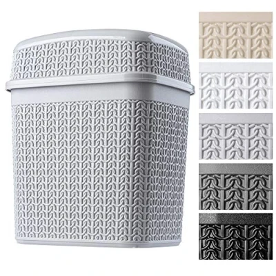 Image of KADAX Plastic Bin with Swing Lid, Lightweight Waste in five colours, Cosmetic for Kitchen, Bathroom or Office, Trash Bin, Bedroom Top (5L, Grey)