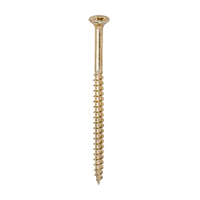 Image of TIMCO Solo Chipboard &amp; Woodscrews Gold 6.0 x 100 Box of A single thread woodscrew mainly used in various types timber and man made boards or into masonry with the use plastic plug