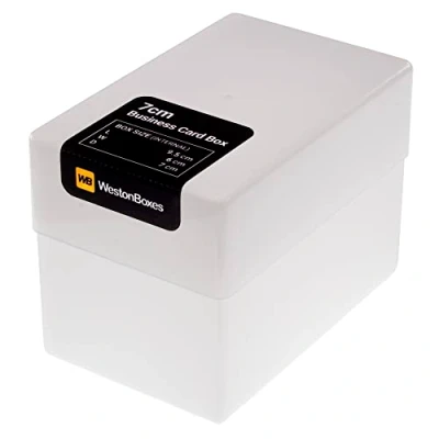 Image of WestonBoxes Plastic Business Card Boxes Holds 250 Cards 70mm Deep (White, Pack of 8)
