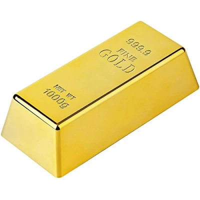 Image of POFET Fake Gold Bar Bullion Door Stop/Paperweight for Home Office Decoration Weight of Approximately 200 g.