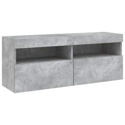 Image of vidaXL TV Wall Cabinet with LED Lights Concrete Grey 100x30x40 cm