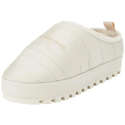 Image of Calvin Klein Jeans Women&#039;s Home Slipper NY ML FAD YW0YW01449, Beige (Eggshell), 6.5 UK
