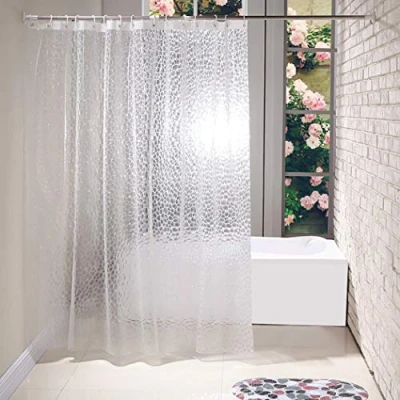 Image of LUVODI Shower Curtain, 3D Effect Cobblestone Waterproof EVA Bathroom Curtain Liner with 12 Ring Hooks Mould and Mildew Resistant Long Bath Curtains for Home Hotel, 180 x cm (72 72 inch)