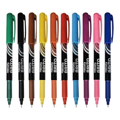 Image of MERCURY Brito Fineliner Pens, MULTICOLOUR, Ultra Fine Point (0.3mm), Pack of 10, Precision Lines, Ideal for Write Draw Sketch Colour Draft Mark