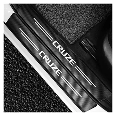 Image of 4pcs Car Door Sill Protector for Chevrolet Cruze 2011 2012 2013 2014 2015 2016 2017 2018 2019 2020 2021 Scuff Guard Cover Pedal, Carbon Fiber Sticker Trim Non Slip Anti Scratch Accessories
