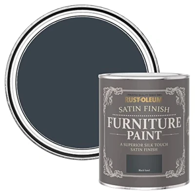 Image of Rust Oleum Black Furniture Paint in Satin Finish Sand 750ml