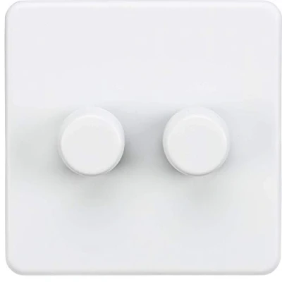 Image of KnightsBridge Screwless 2G 2 way 10 200W (5 150W LED) trailing edge dimmer Matt White
