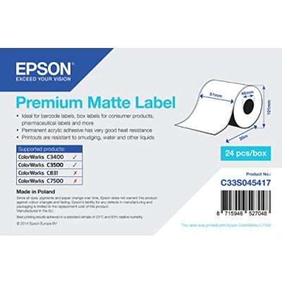 Image of Epson Premium Matte Label Continuous 1 Roll 51 mm x 35 m
