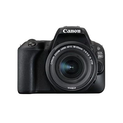 Image of Canon EOS 200D Digital SLR Camera with EF S 18 55 mm f/4 5.6 IS STM Lens Black (Renewed)