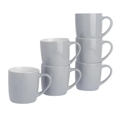 Image of 6x Grey 350ml Coloured Coffee Mugs By Argon Tableware